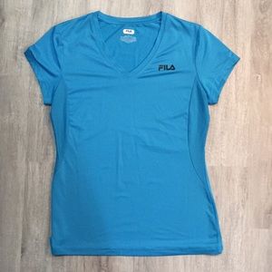 Fila Blue Workout Gym Running Top Medium Quick Dry Lightweight Stretch